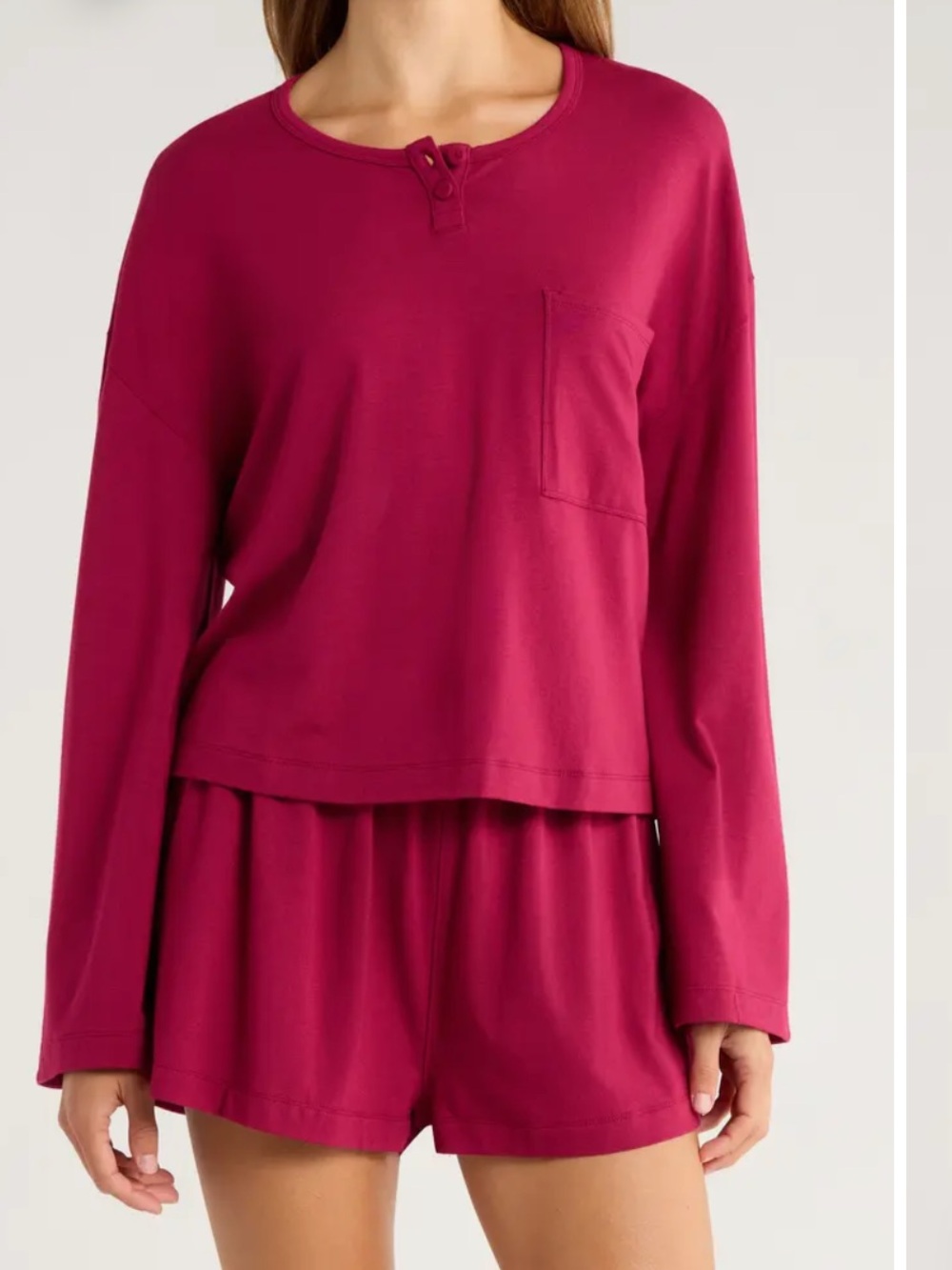 Lunya Slumberknit Long Sleeve Henley Top Only Pajama Top S Pom Jewel Luxury